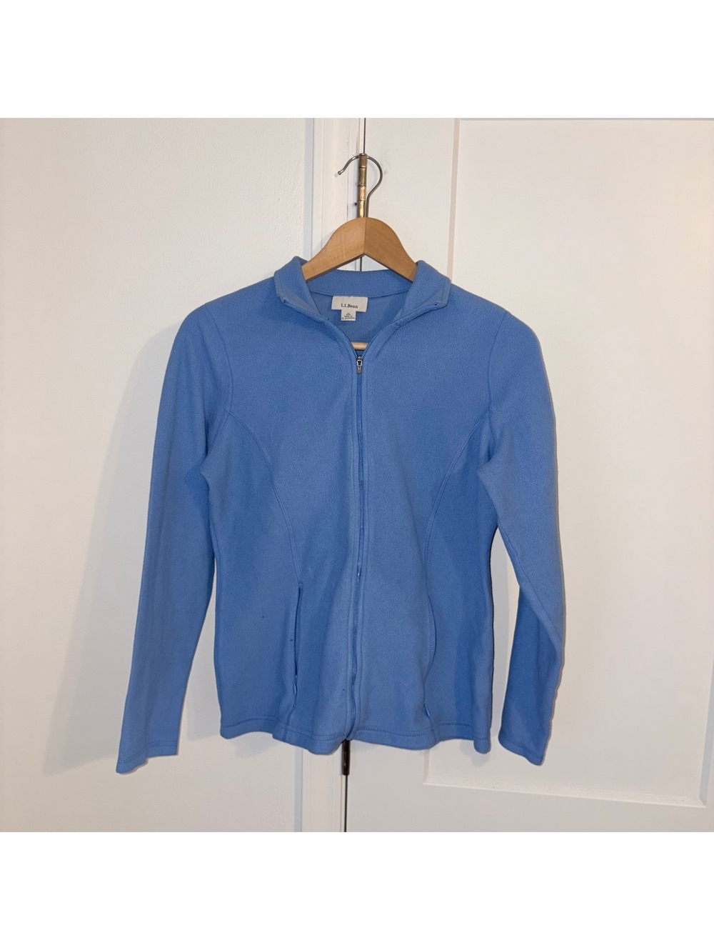 L.L.Bean $98 Woman’s S Reg light blue full zip fleece jacket Hoodie Sweatshirt